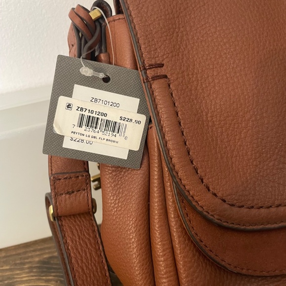 Fossil peyton large double flap Crossbody Brown - Picture 2 of 9